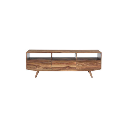 Porter Designs Fusion Solid Sheesham Wood TV Stand, Light Brown