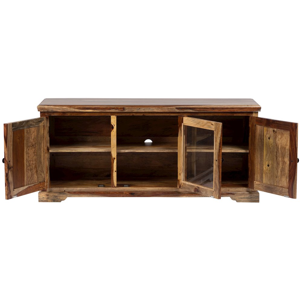 Porter Designs Taos Solid Sheesham Wood TV Stand, Natural
