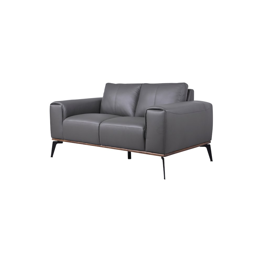 Porter Designs Pietro Top Grain Leather Loveseat, Gray