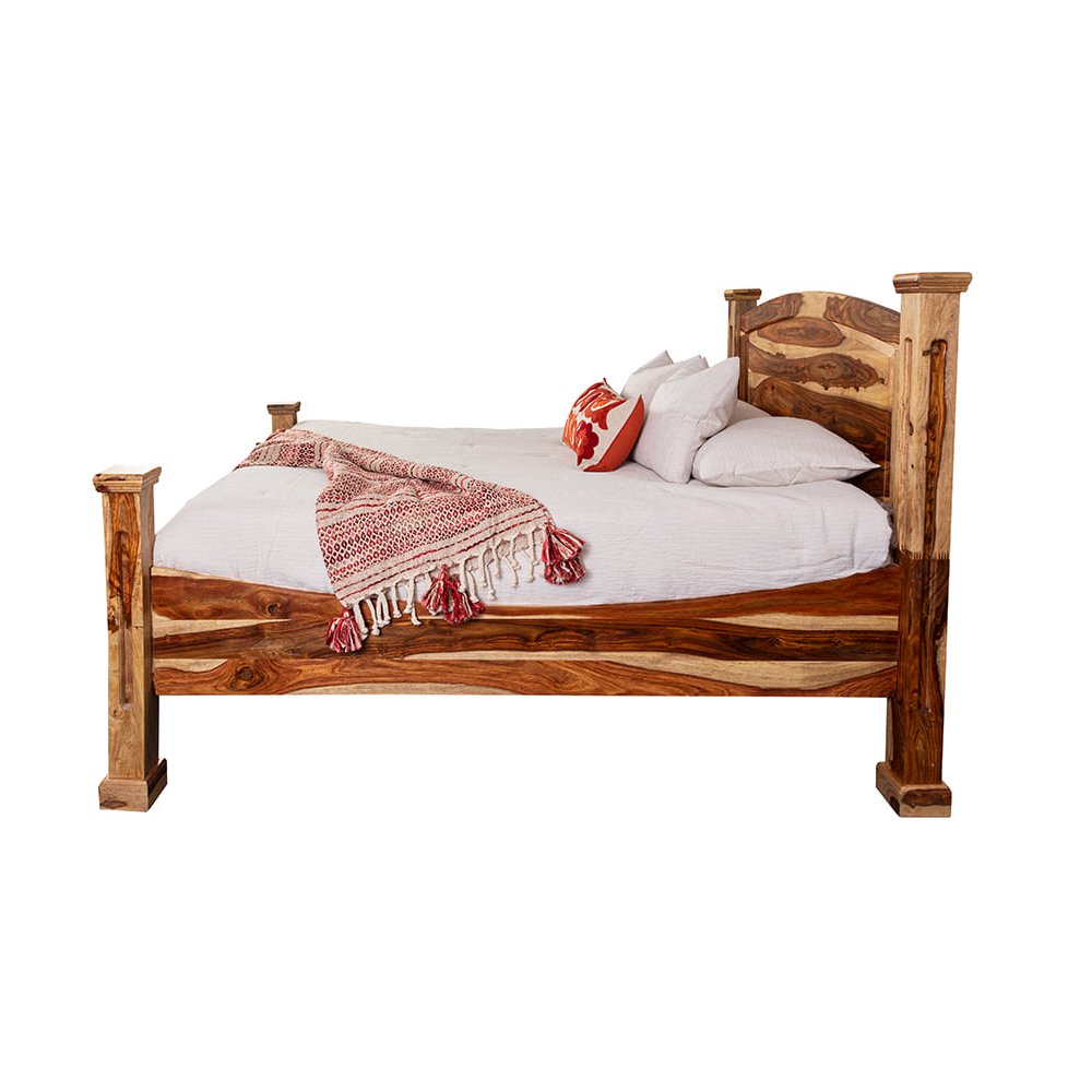 Porter Designs Taos Solid Sheesham Wood Queen Bed, Natural