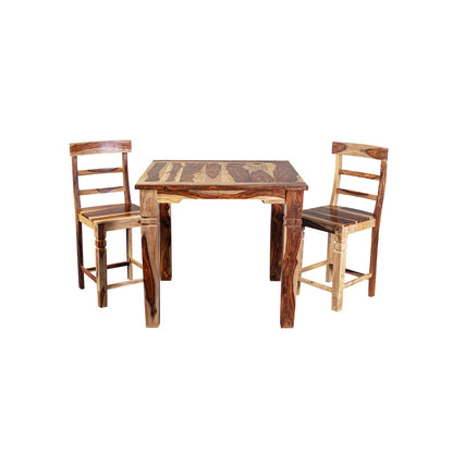Porter Designs Taos Solid Sheesham Wood 54" Square Counter Table, Natural