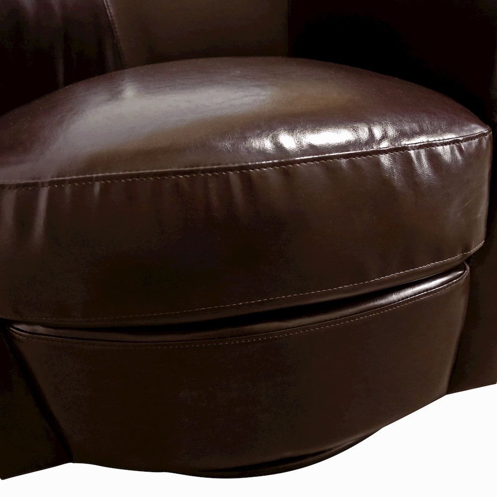 Porter Designs Marvel Contemporary Leather-Look Swivel Accent Chair, Brown