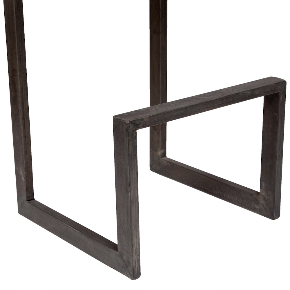 Porter Designs Cube Solid Mango Wood & Metal Bar Stool, Gray (Set of 2)