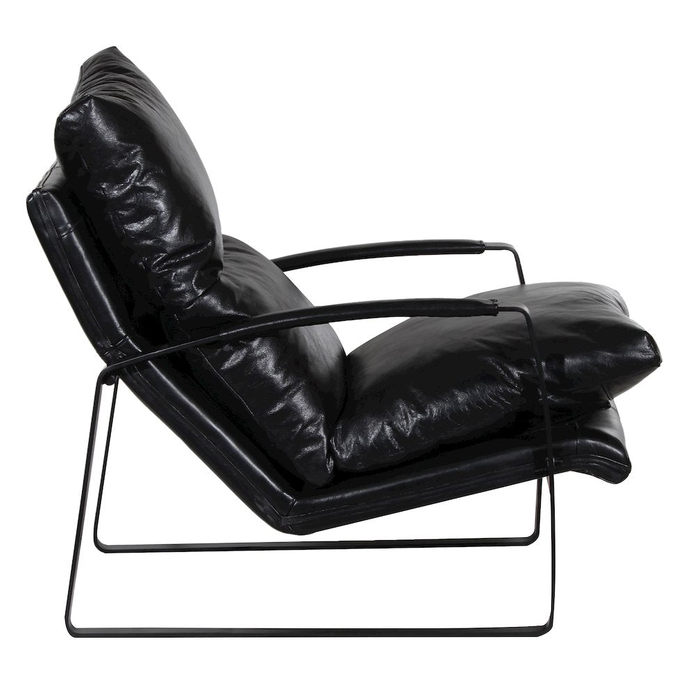 Porter Designs Eugene Top Grain Leather Accent Chair, Black
