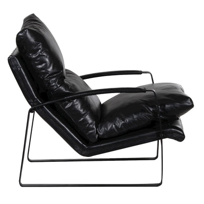 Porter Designs Eugene Top Grain Leather Accent Chair, Black