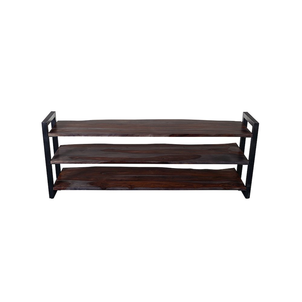 Porter Designs Manzanita Live Edge Solid Sheesham Wood TV Stand, Gray
