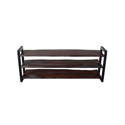 Porter Designs Manzanita Live Edge Solid Sheesham Wood TV Stand, Gray