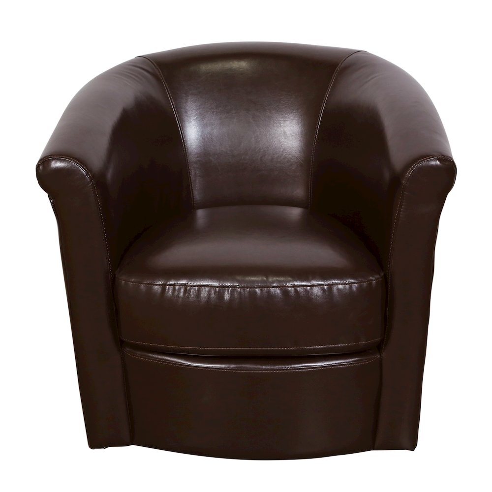 Porter Designs Marvel Contemporary Leather-Look Swivel Accent Chair, Brown