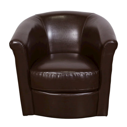 Porter Designs Marvel Contemporary Leather-Look Swivel Accent Chair, Brown