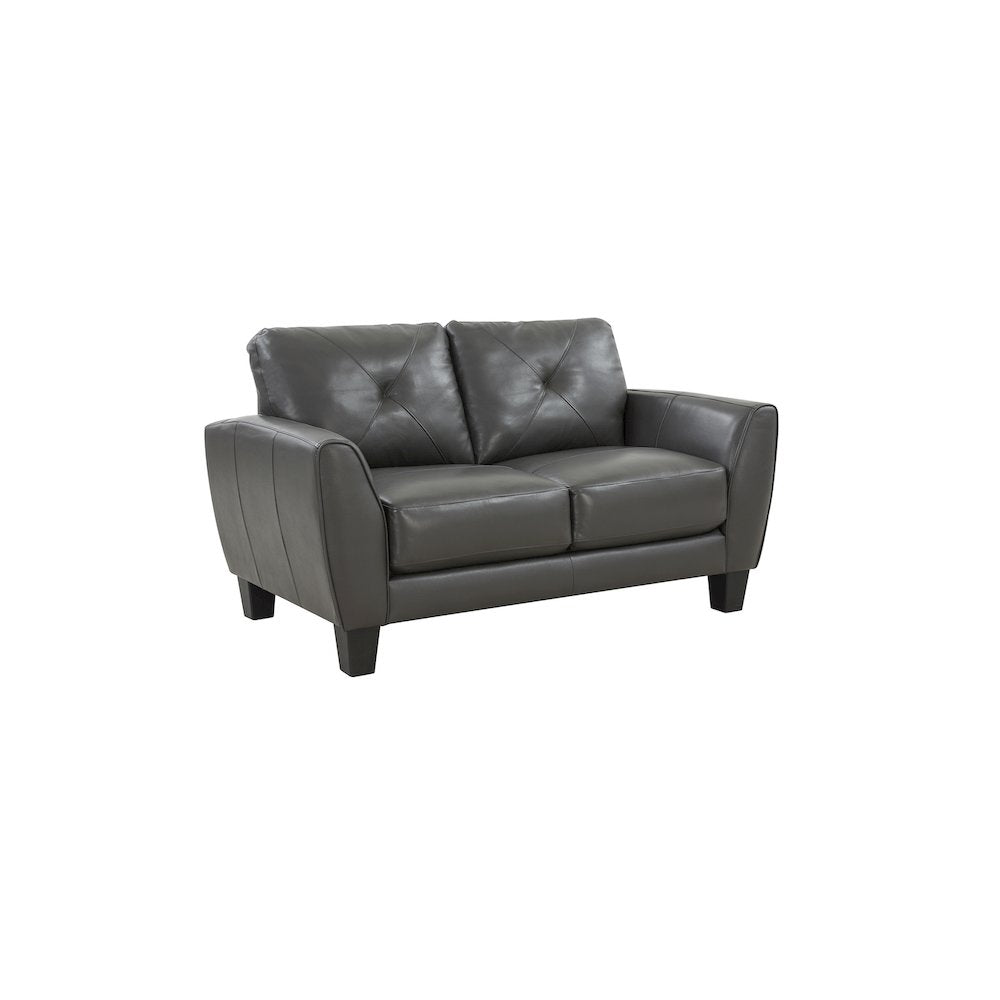 Porter Designs Trento Top Grain Leather Loveseat, Gray