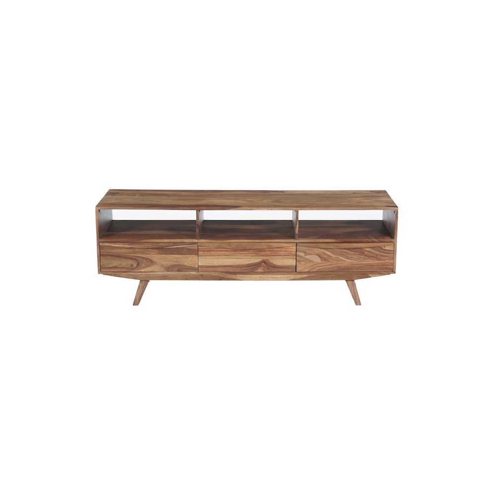 Porter Designs Fusion Solid Sheesham Wood TV Stand, Light Brown