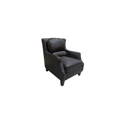 Porter Designs Garnett Crackle Leather Club Style Chair, Black