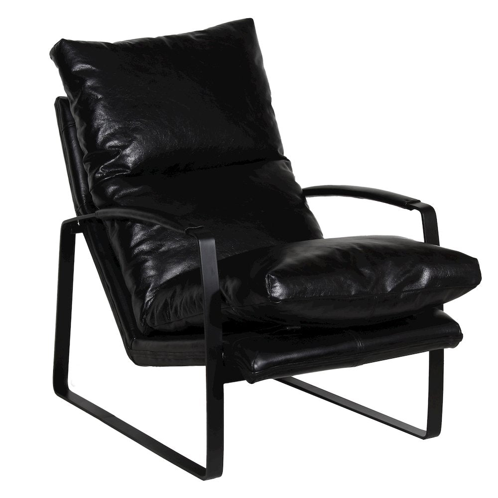 Porter Designs Eugene Top Grain Leather Accent Chair, Black