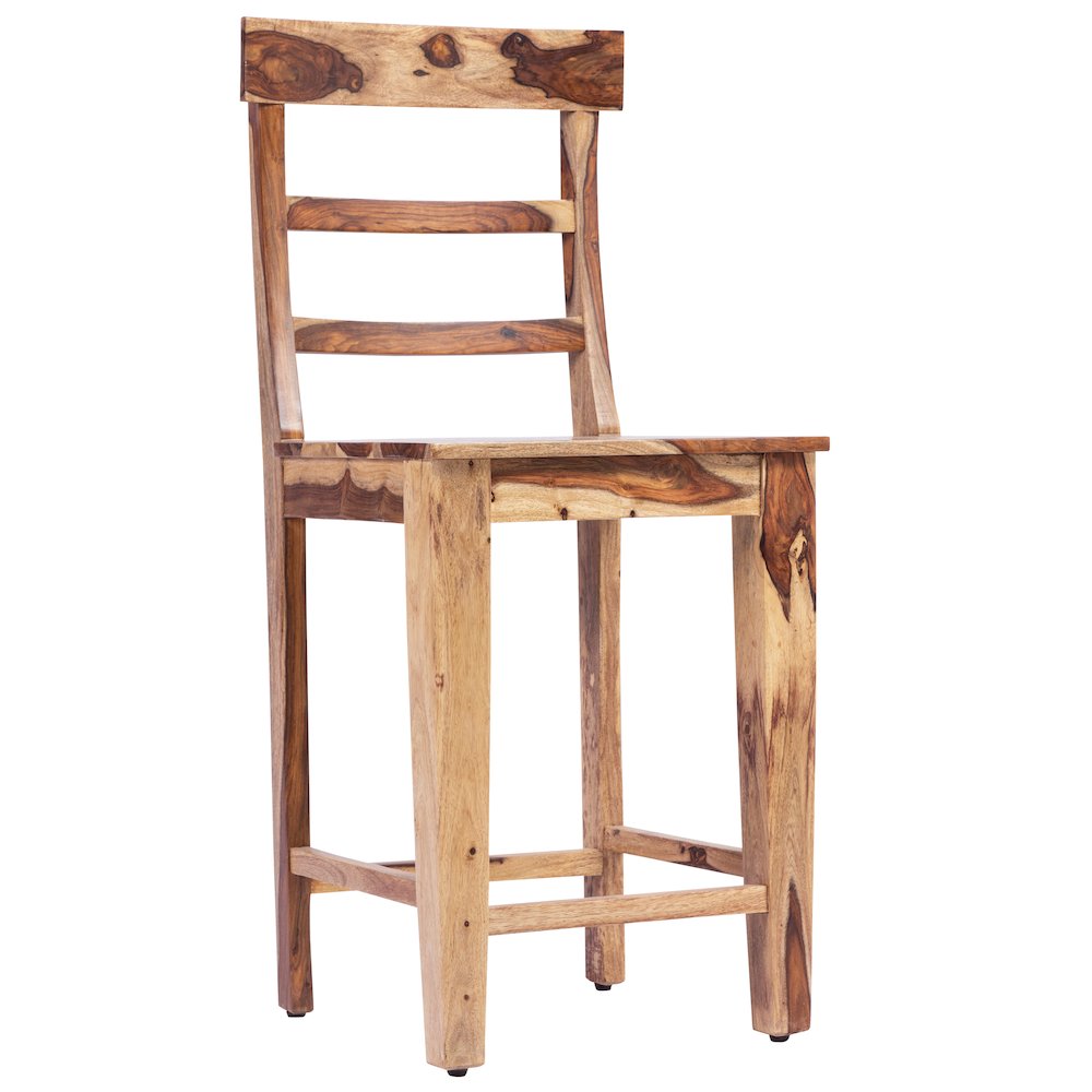 Porter Designs Taos Solid Sheesham Wood Counter Chair, Natural (Set of 2)