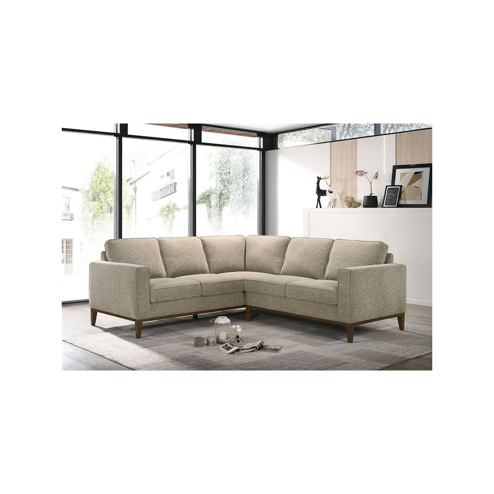 Porter Designs Annie Wood Trim Sectional, Cream