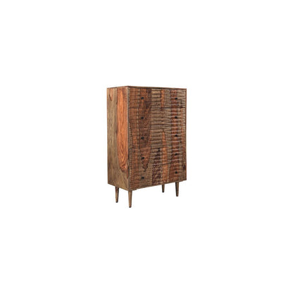 Porter Designs Waves Solid Sheesham Wood Chest, Brown