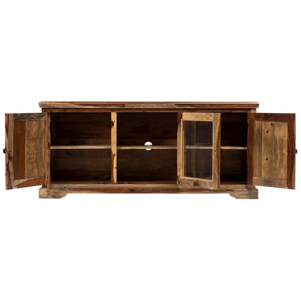 Porter Designs Taos Solid Sheesham Wood TV Stand, Natural