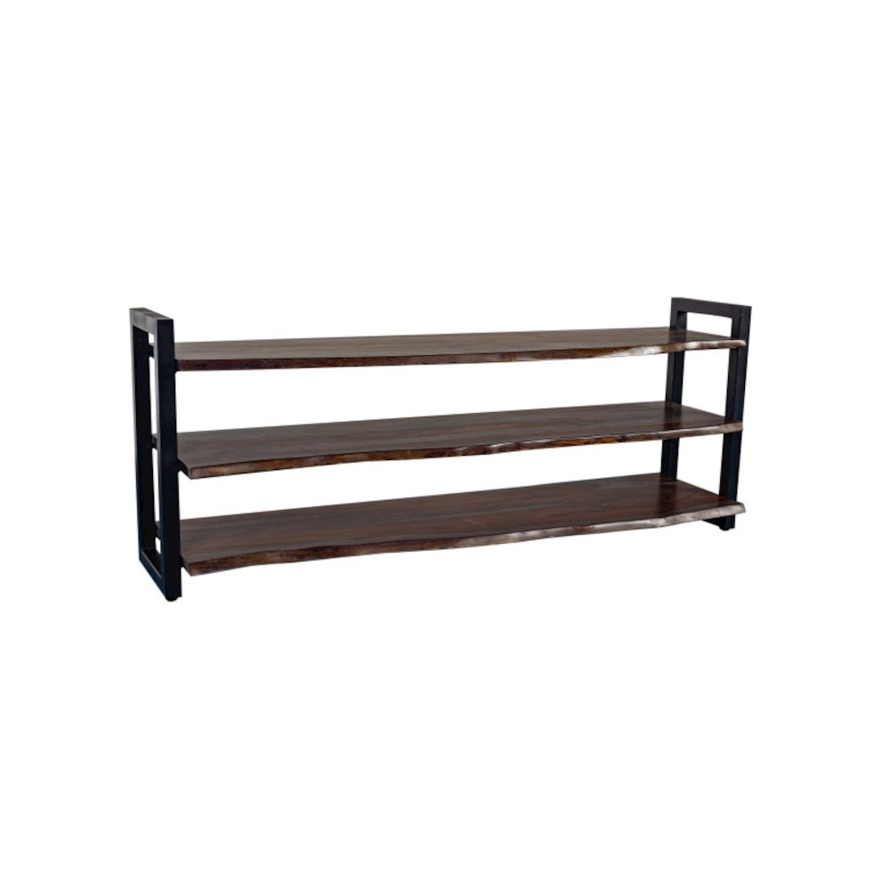 Porter Designs Manzanita Live Edge Solid Sheesham Wood TV Stand, Gray