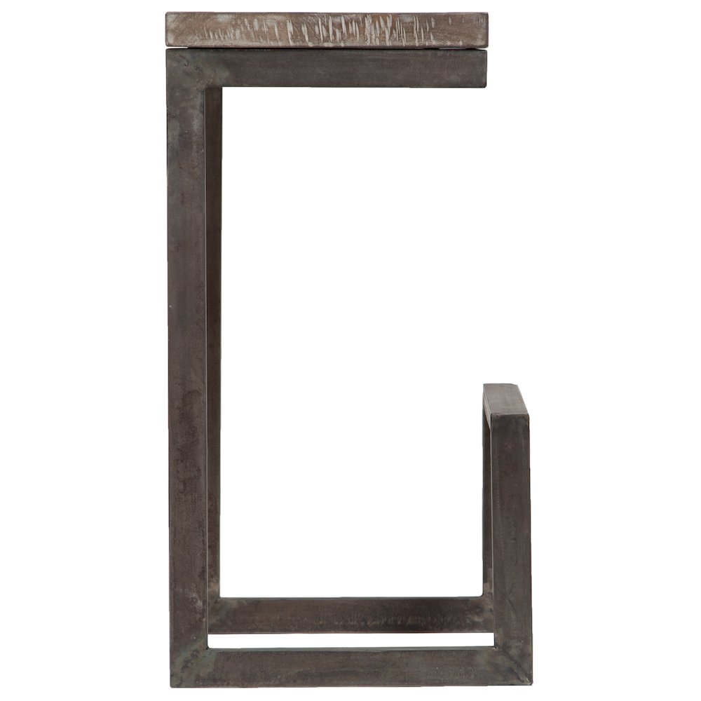 Porter Designs Cube Solid Mango Wood & Metal Bar Stool, Gray (Set of 2)