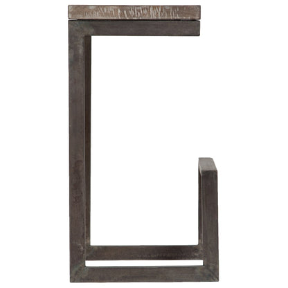 Porter Designs Cube Solid Mango Wood & Metal Bar Stool, Gray (Set of 2)