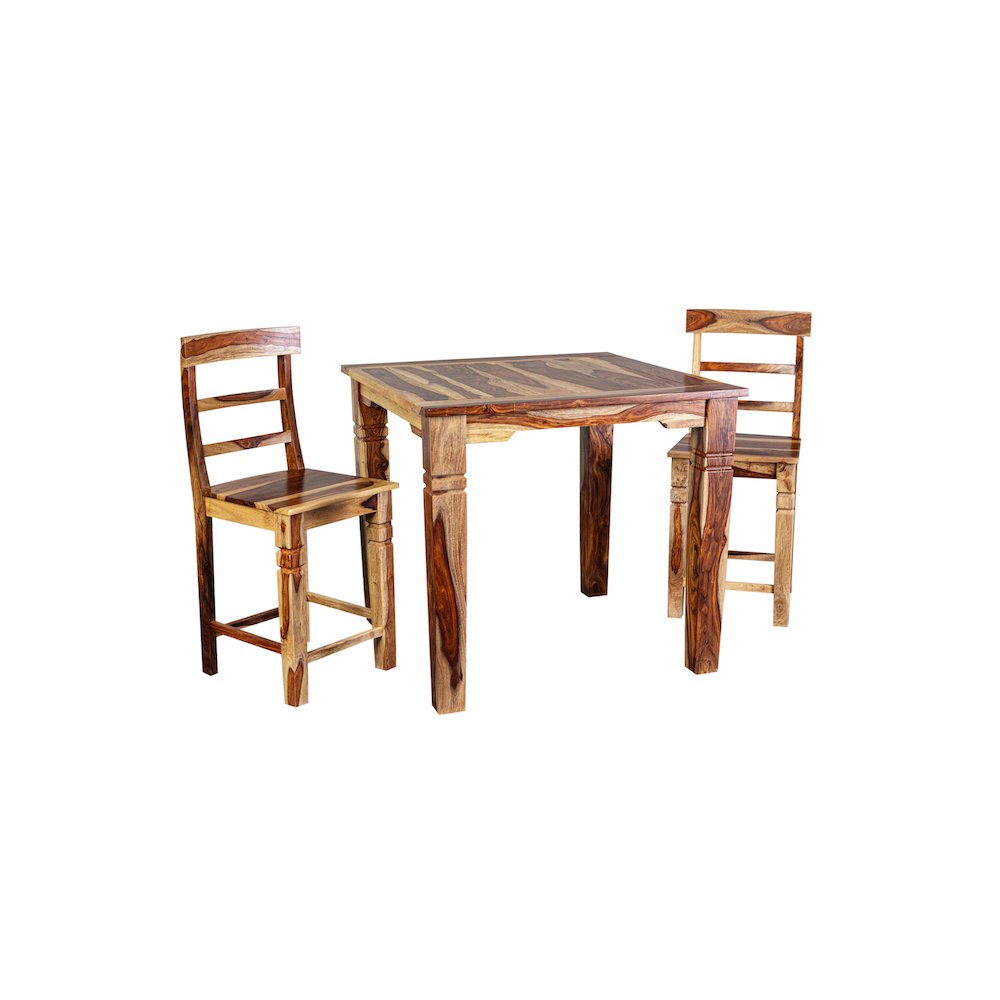 Porter Designs Taos Solid Sheesham Wood 54" Square Counter Table, Natural