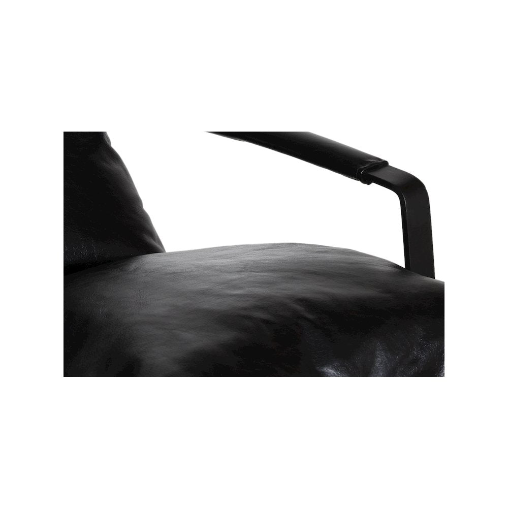 Porter Designs Eugene Top Grain Leather Accent Chair, Black