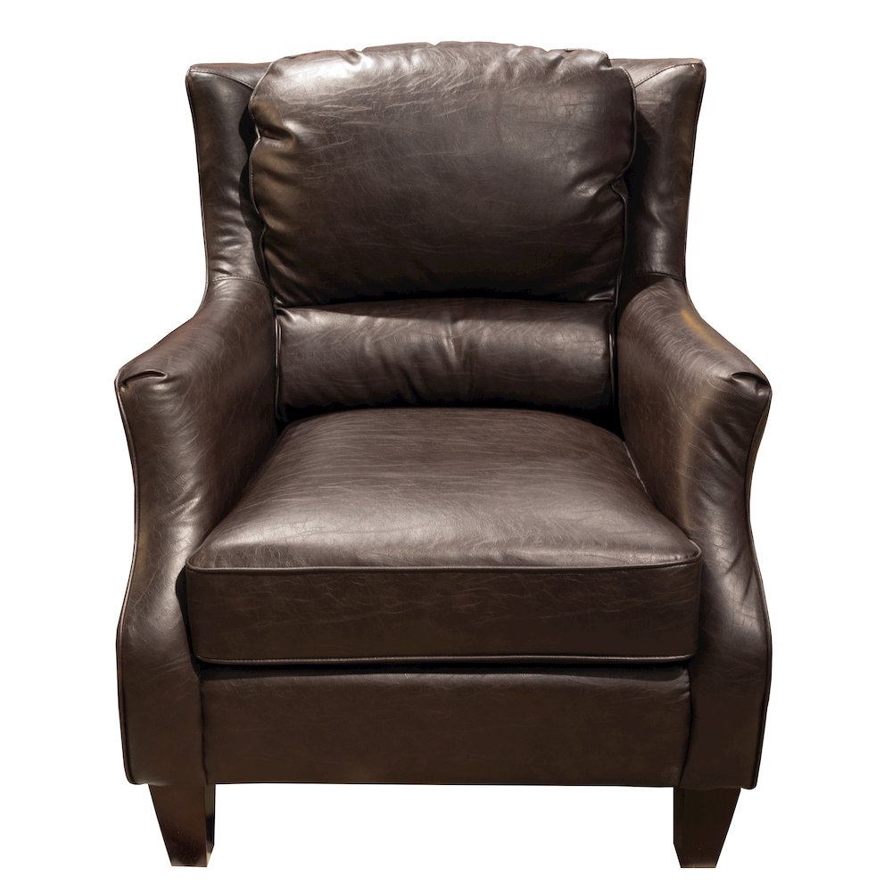Porter Designs Garnett Crackle Leather Club Style Accent Chair, Brown