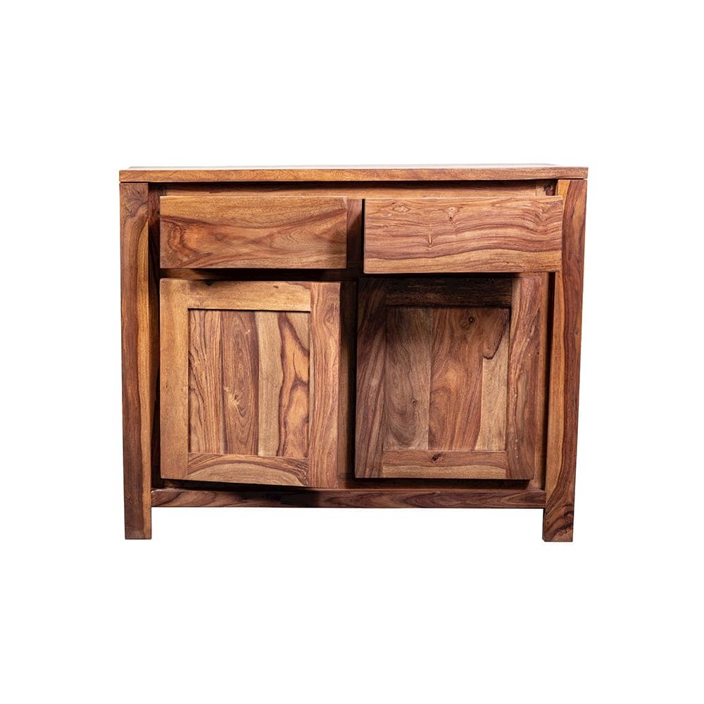 Porter Designs Urban Solid Sheesham Wood 2 Drawer Sideboard, Natural