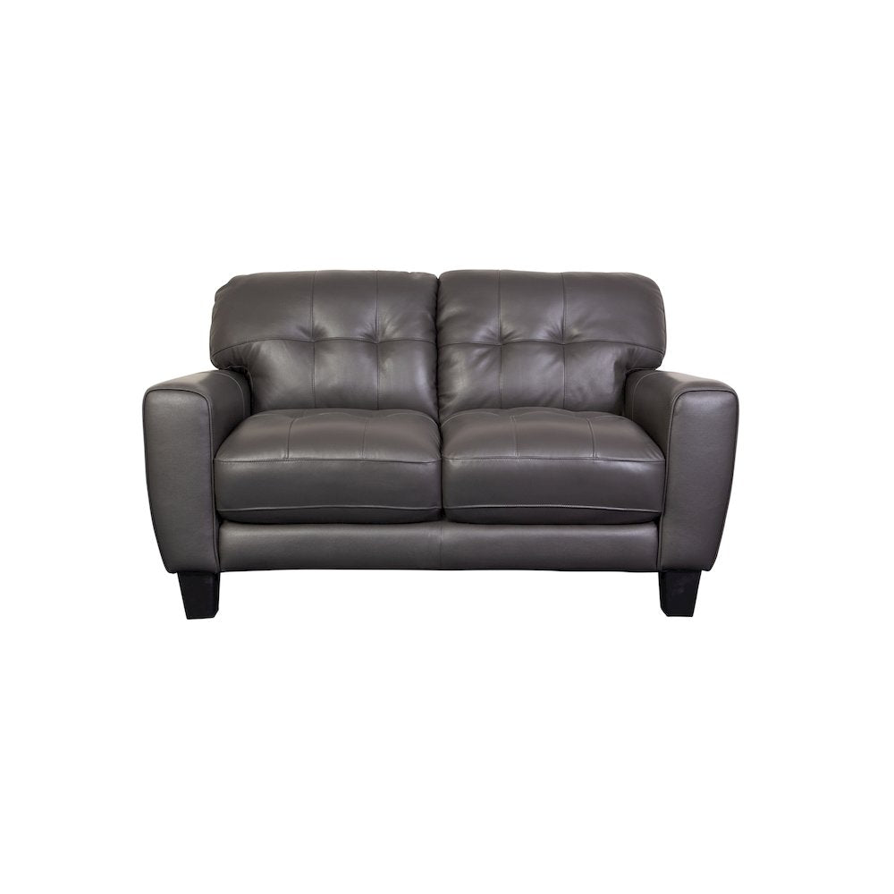 Porter Designs Penner Top Grain Leather Loveseat, Gray