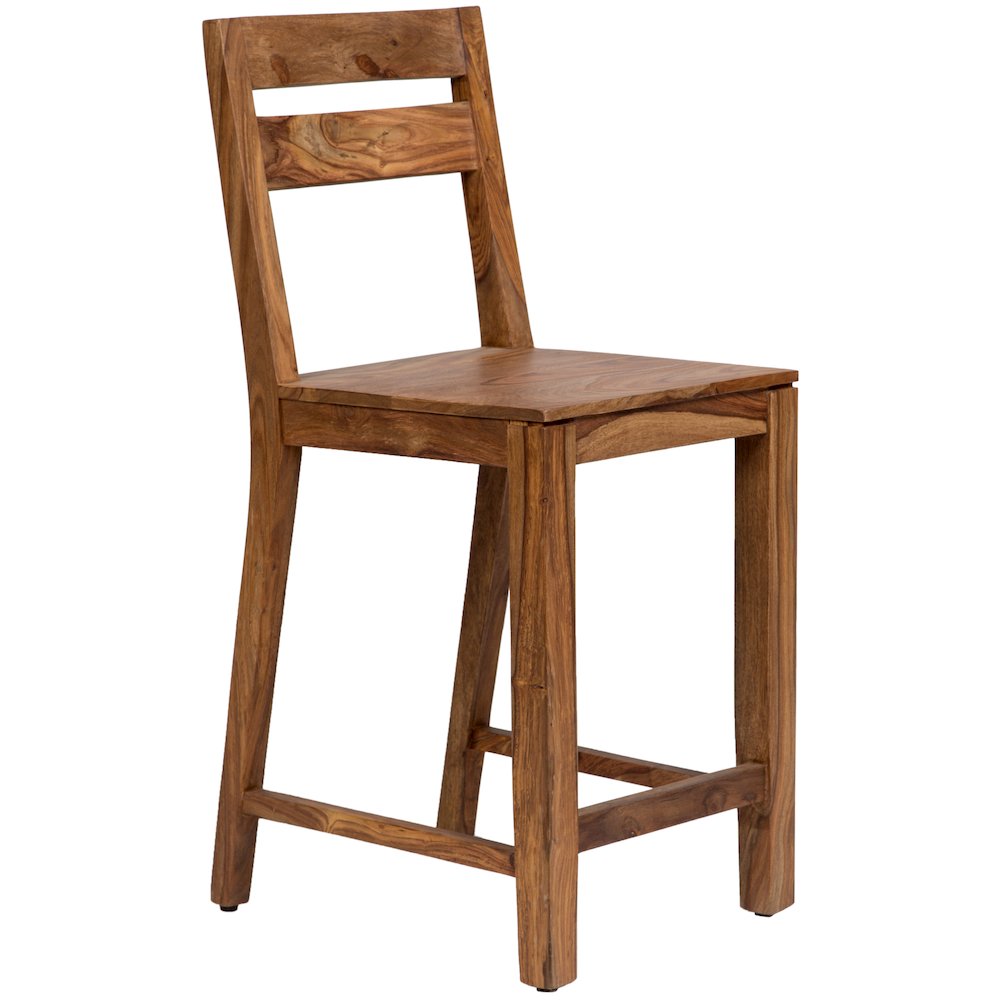 Urban Solid Sheesham Wood 24" Counter Height Dining Chair, Natural (Set of 2)