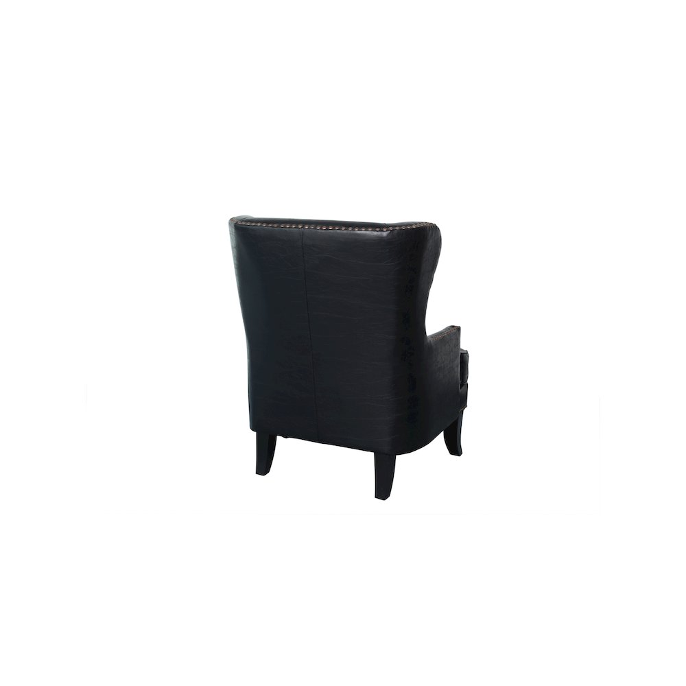 Porter Designs Grant Crackle Leather Wingback Accent Chair, Black