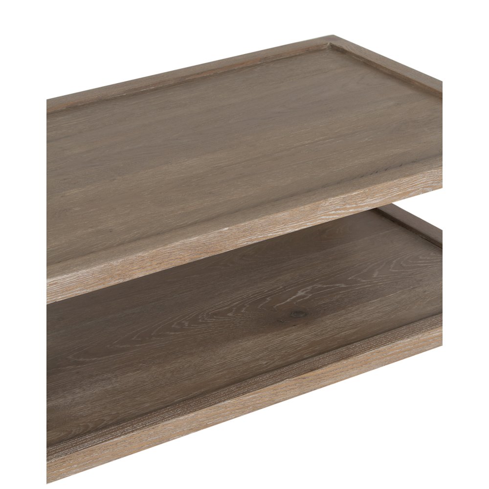 Lowell Solid White Oak Wood Coffee Table, Brown