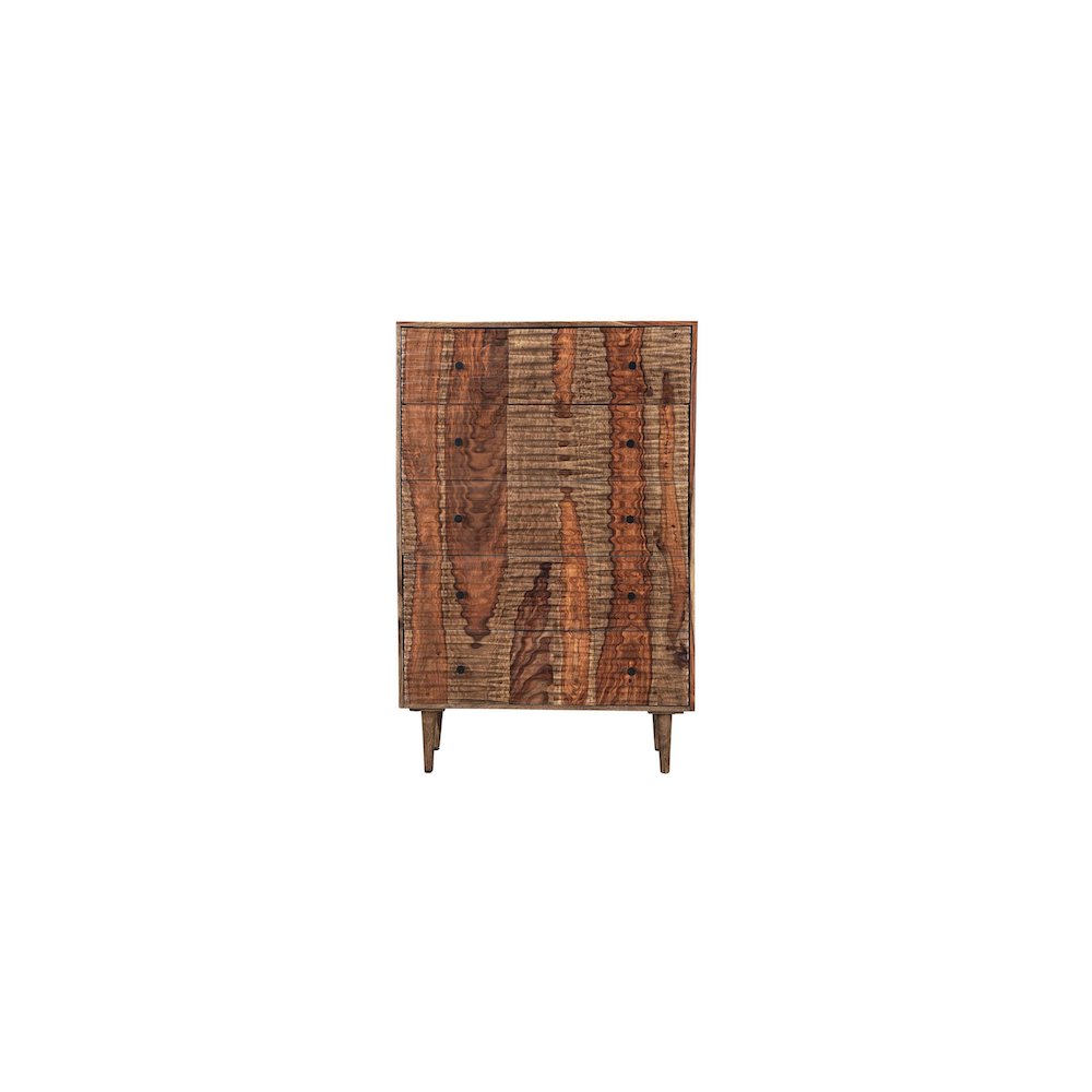 Porter Designs Waves Solid Sheesham Wood Chest, Brown