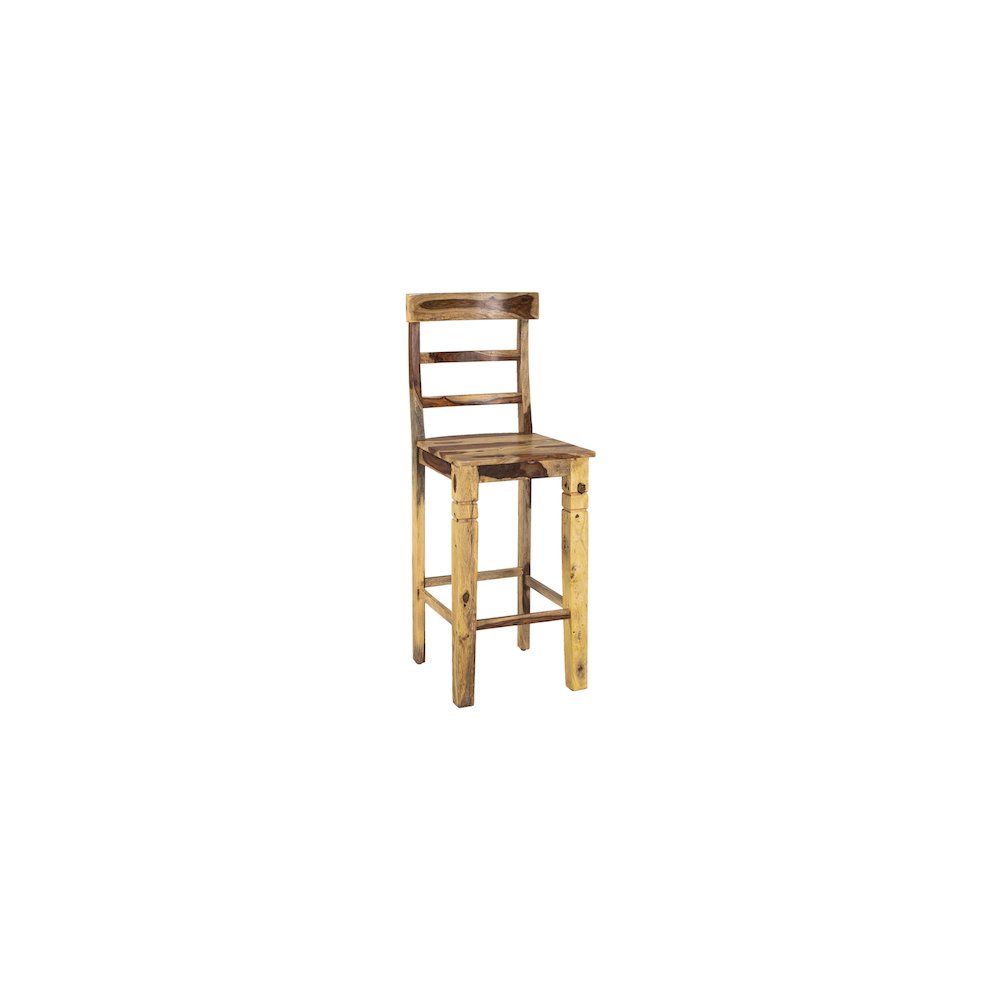 Taos Solid Sheesham Wood Ladderback 30" Bar Height Bar Stool, Natural (Set of 2)
