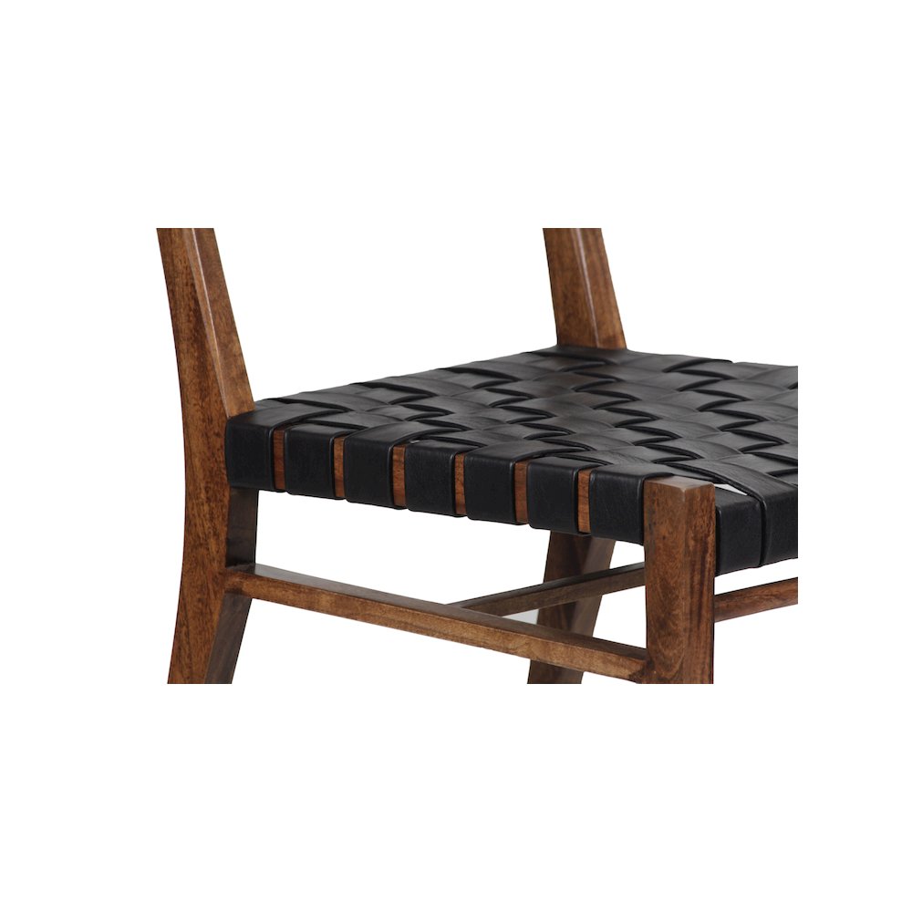 Porter Designs Kier Genuine Leather Basket-Woven Dining Chair, Brown (Set of 2)