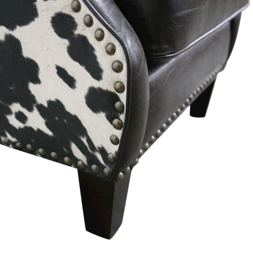 Porter Designs Wrangler Leather-look & Cow Pattern Accent Chair, Brown