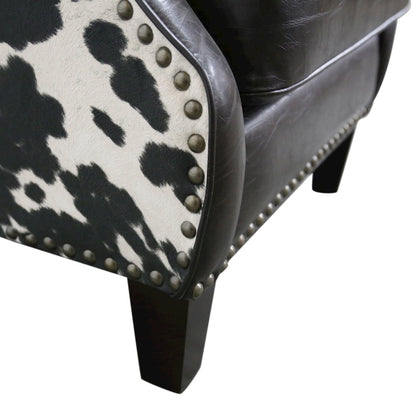 Porter Designs Wrangler Leather-look & Cow Pattern Accent Chair, Brown