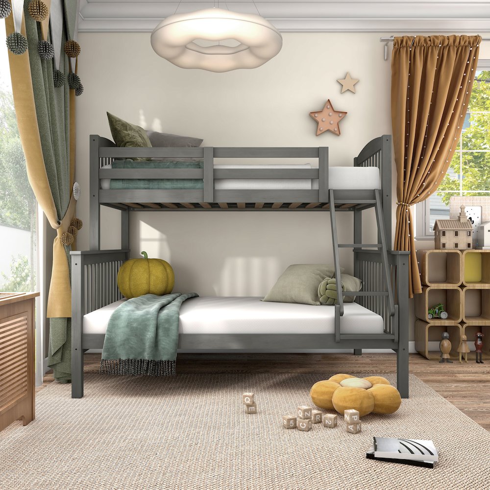 Tales Wood Twin over Full Bunk Bed with Ladder