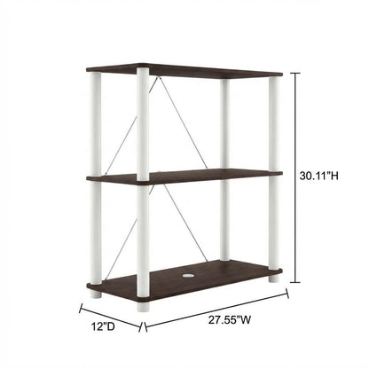 Wooden 3-Tier Bookcase with Open Shelves for Home Storage