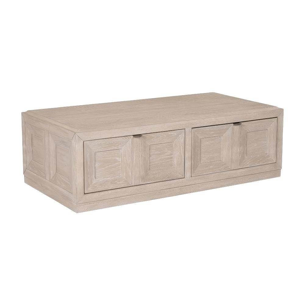 Brown Modern Solid Wood Coffee Table with Casters and Durable Rubberwood Surface