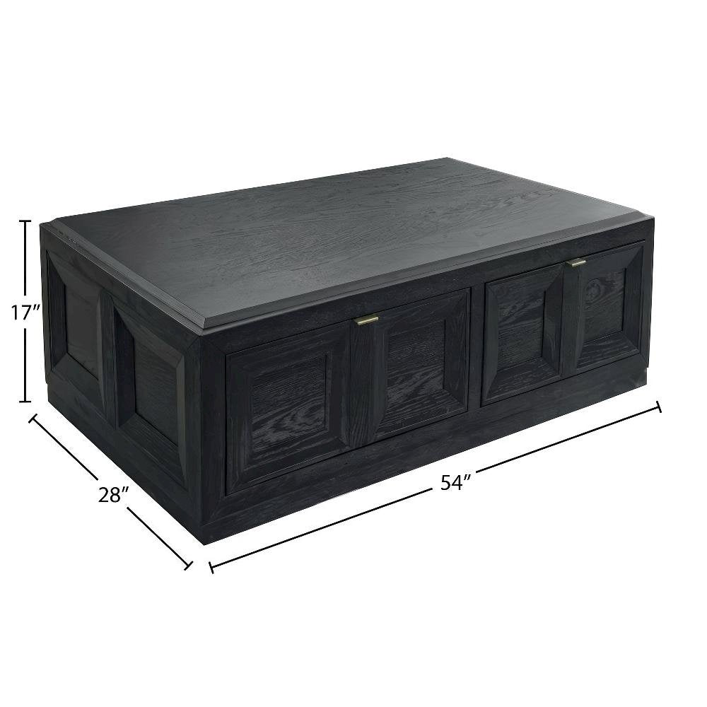 Black Rubberwood Coffee Table with Casters and White Oak Veneer Surface
