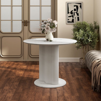 Elara Iron Base Pedestal Round Dining Table