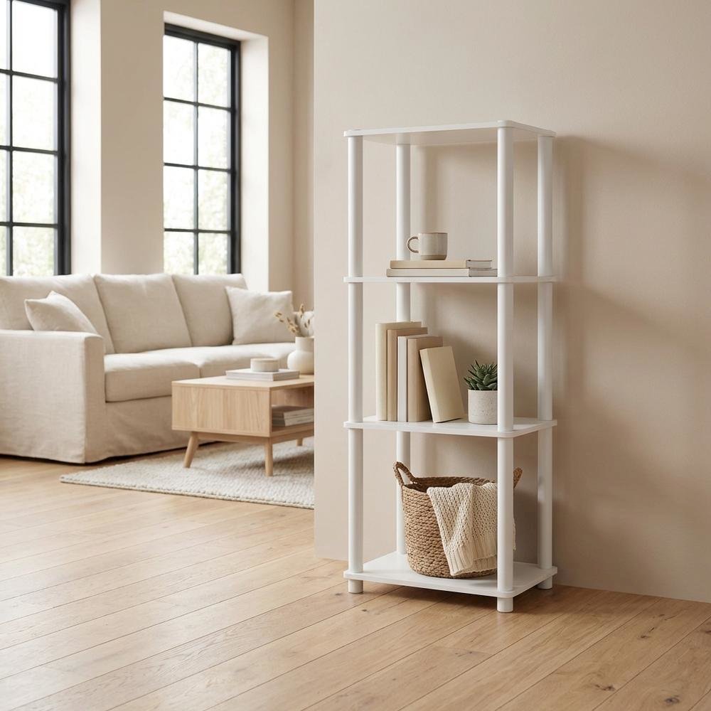 Wood 4-Tier Open Bookcase with Spacious Shelving for Living Room Storage