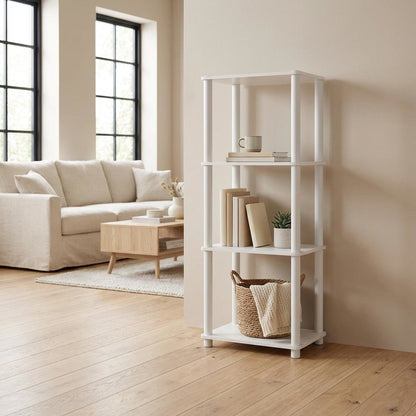 Wood 4-Tier Open Bookcase with Spacious Shelving for Living Room Storage