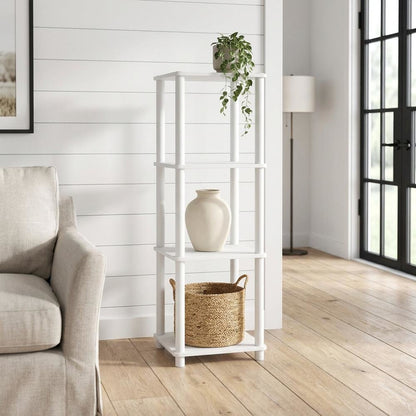 Wood 4-Tier Open Bookcase with Stylish Design for Living Room or Office