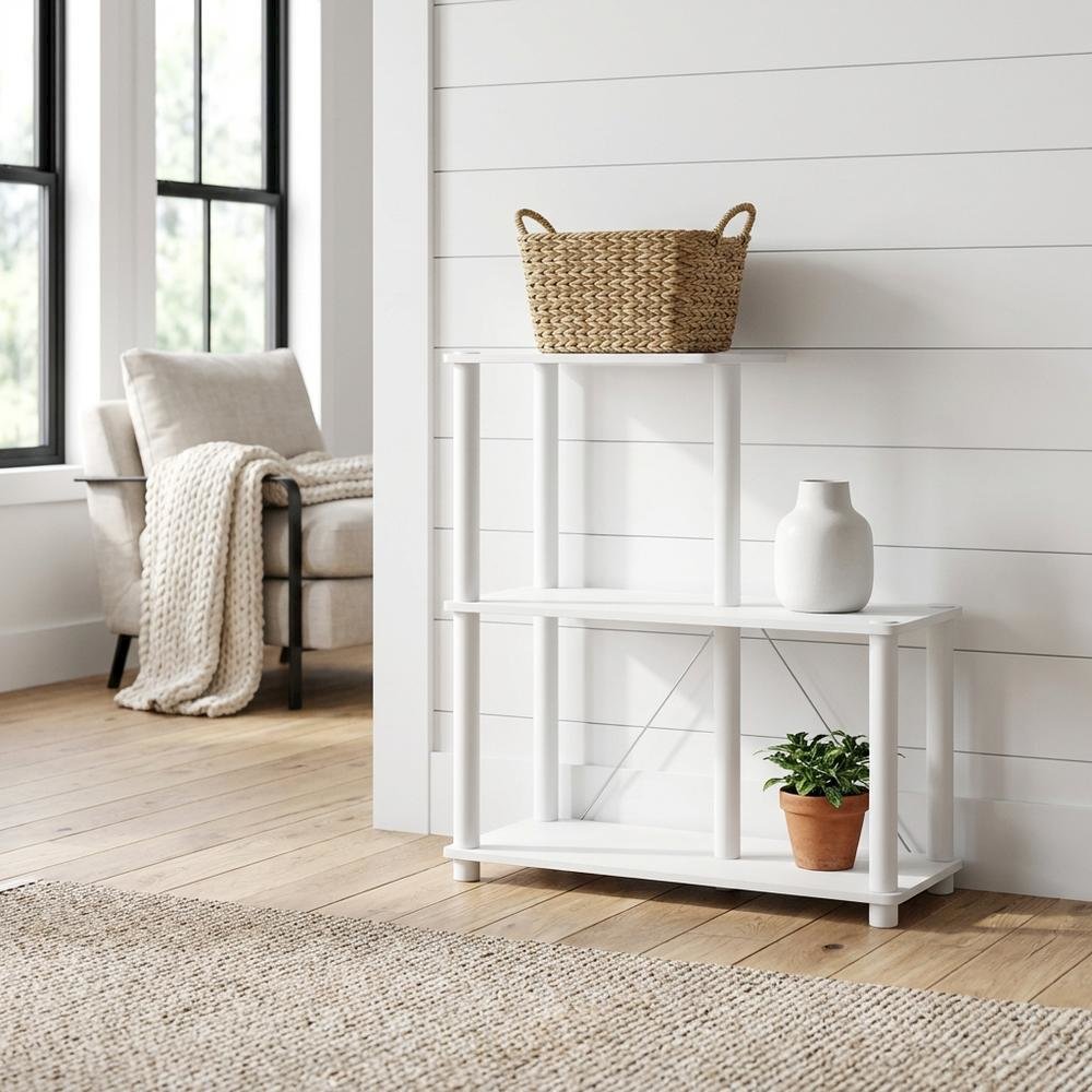 Wooden 3-Cube Shelves Open Bookcase with Compact Storage and Modern Design