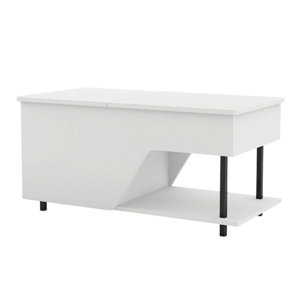 White Lift Top Outdoor Coffee Table With Rgb Led Light