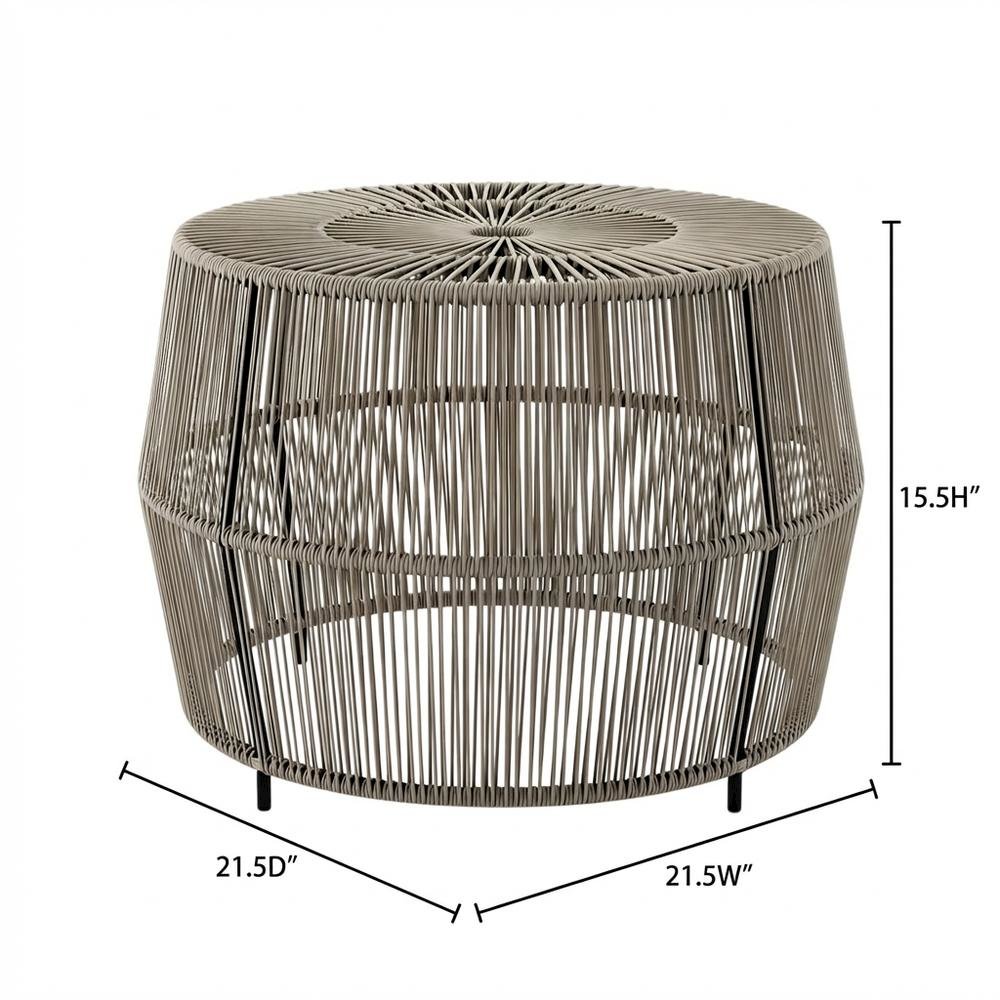 Wicker Outdoor Coffee Table with Round Design, Sturdy Build for Patio Relaxation