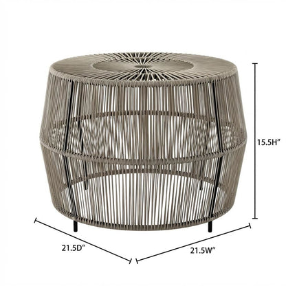 Wicker Outdoor Coffee Table with Round Design, Sturdy Build for Patio Relaxation
