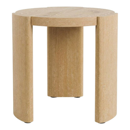 Oval wood end table with plinth base in oak finish, stylish and modern design